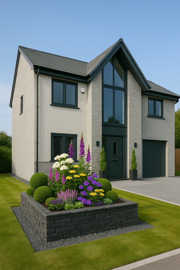 Home modern detached house with vibrant garden
